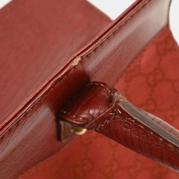 Pre Owned Gucci Red Canvas GG Horsebit Handbag 114013 002058
