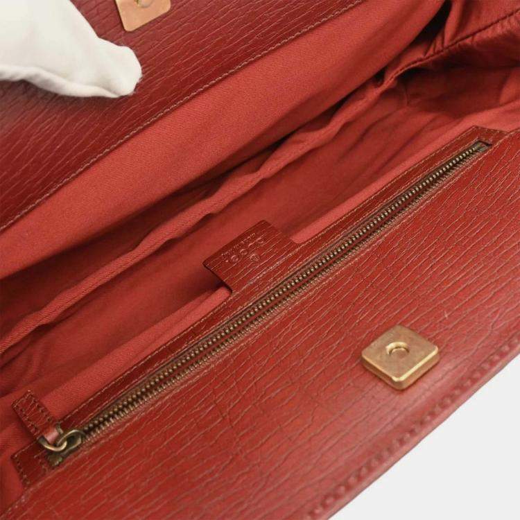 Pre Owned Gucci Red Canvas GG Horsebit Handbag 114013 002058