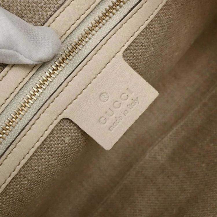 Pre Owned Gucci Beige Canvas Interlocking Handbag