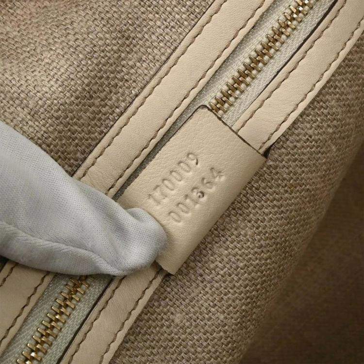 Pre Owned Gucci Beige Canvas Interlocking Handbag