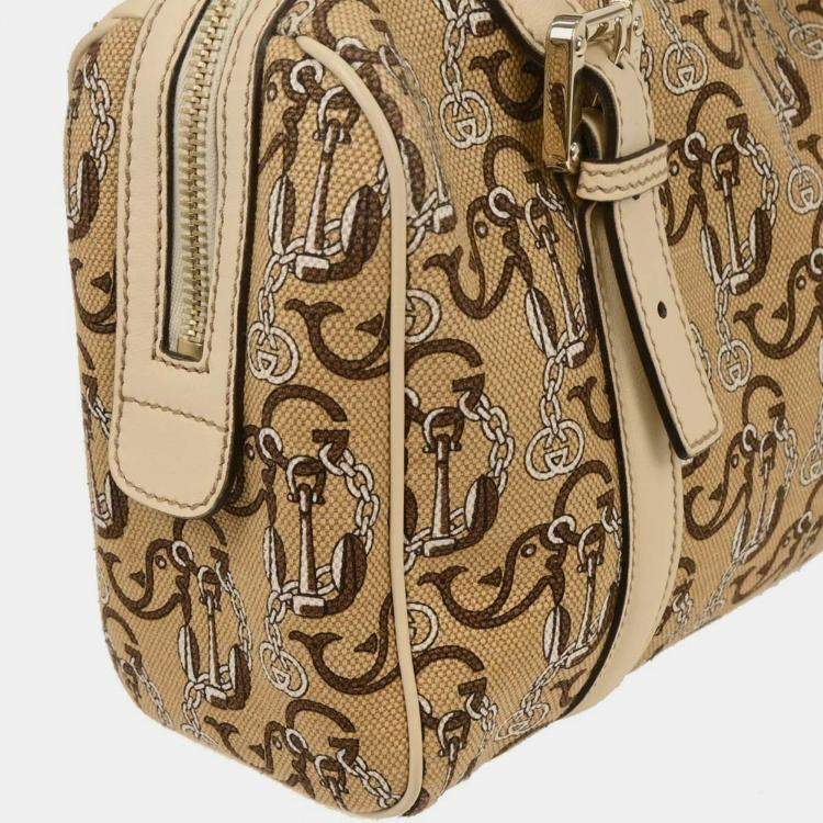 Pre Owned Gucci Beige Canvas Interlocking Handbag