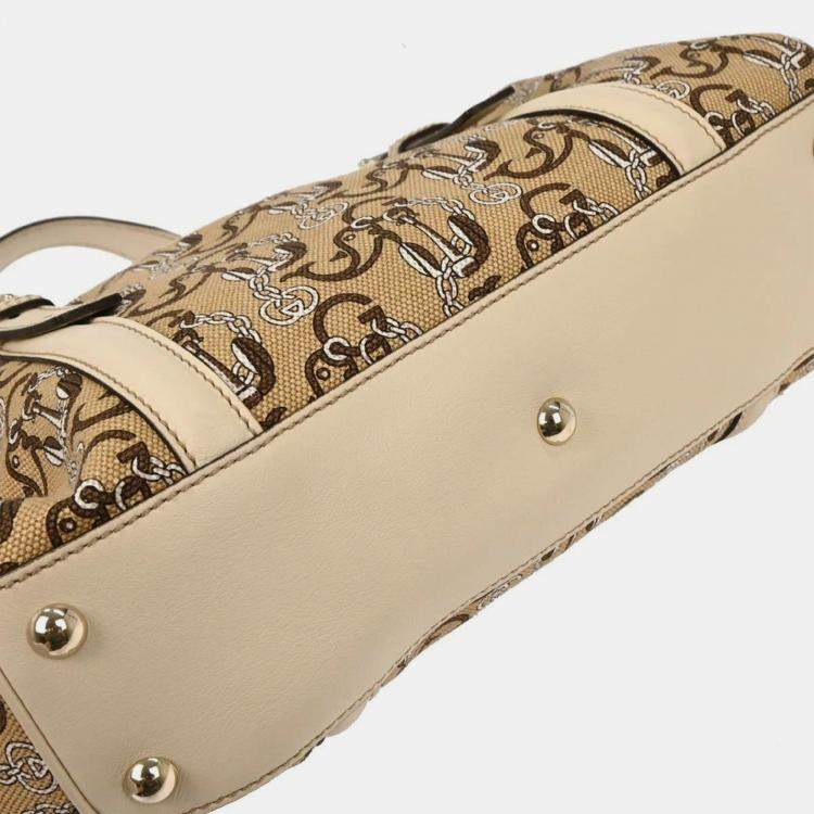 Pre Owned Gucci Beige Canvas Interlocking Handbag
