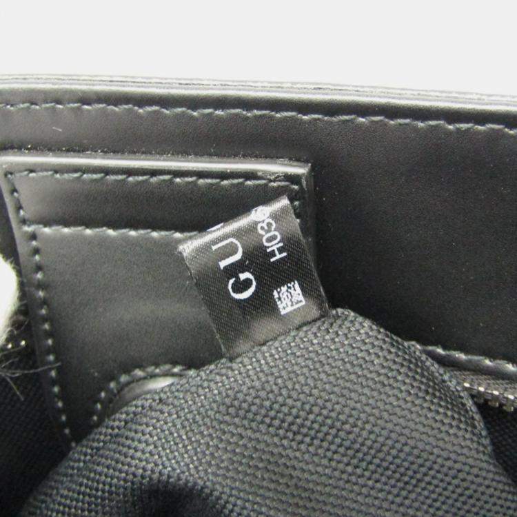 Pre Owned Gucci GG Supreme Leather Tote Bag Black Gray