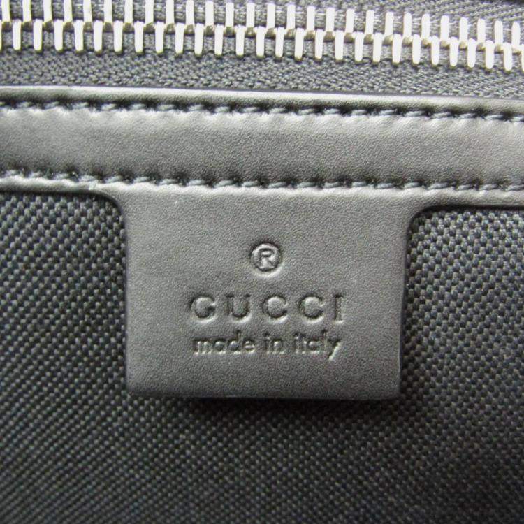 Pre Owned Gucci GG Supreme Leather Tote Bag Black Gray
