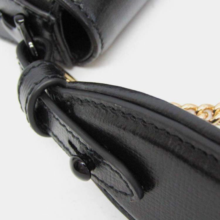 Pre Owned Gucci Horsebit 1955 Mini Bag Leather Pouch Shoulder Bag Black