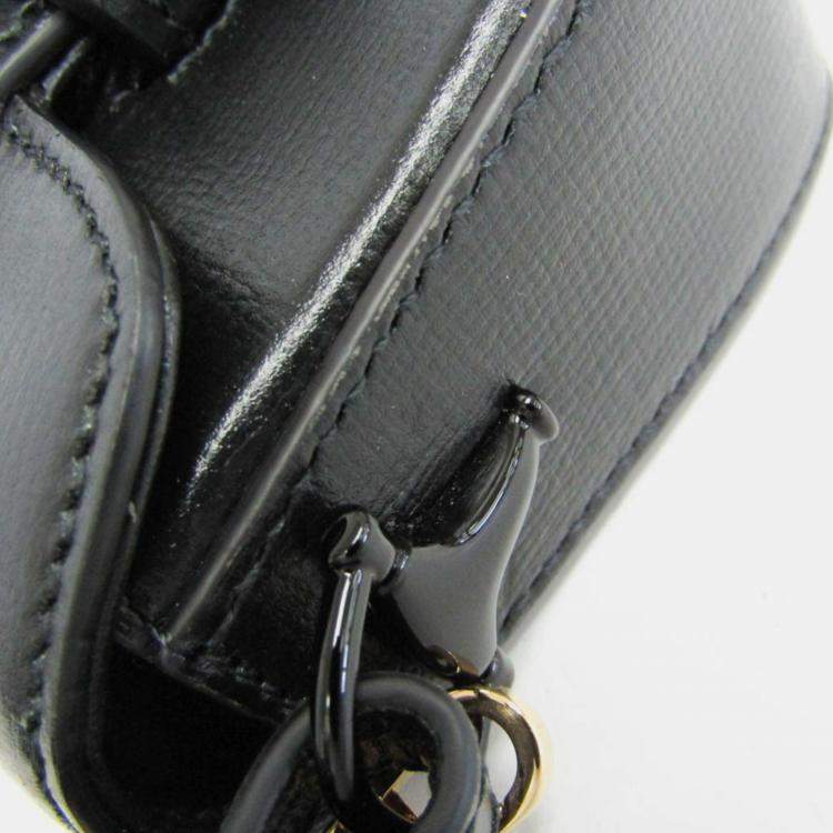 Pre Owned Gucci Horsebit 1955 Mini Bag Leather Pouch Shoulder Bag Black
