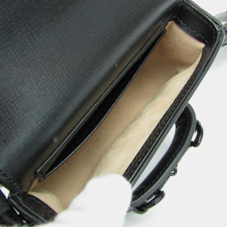 Pre Owned Gucci Horsebit 1955 Mini Bag Leather Pouch Shoulder Bag Black