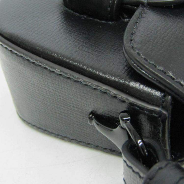 Pre Owned Gucci Horsebit 1955 Mini Bag Leather Pouch Shoulder Bag Black