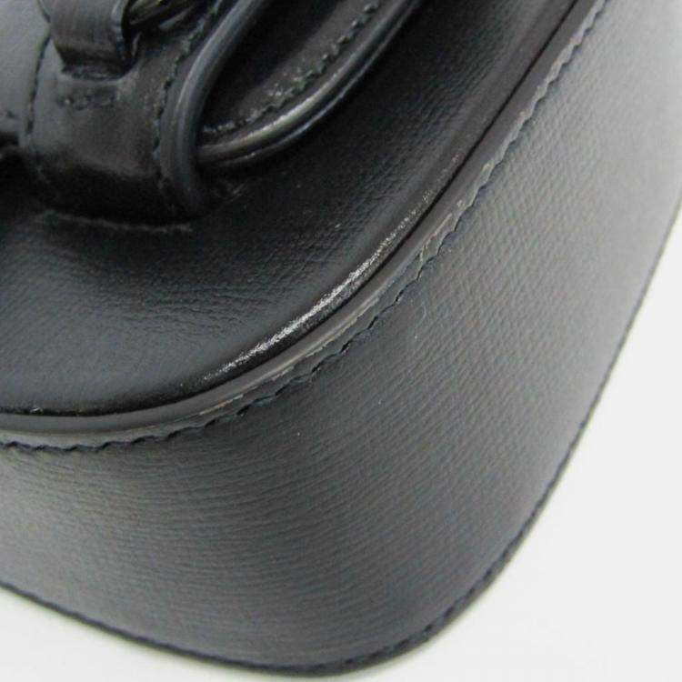 Pre Owned Gucci Horsebit 1955 Mini Bag Leather Pouch Shoulder Bag Black