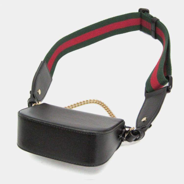 Pre Owned Gucci Horsebit 1955 Mini Bag Leather Pouch Shoulder Bag Black