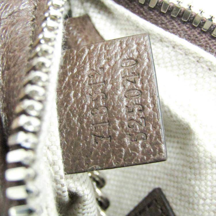 Pre Owned Gucci Mini Pouch Coated Canvas Leather Handbag Shoulder Bag Beige