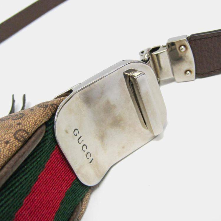 Pre Owned Gucci Mini Pouch Coated Canvas Leather Handbag Shoulder Bag Beige