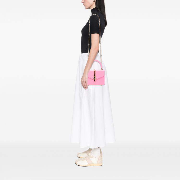 Pre Owned Gucci Pink Mini Acrylic Sylvie 1969 Top Handle Bag