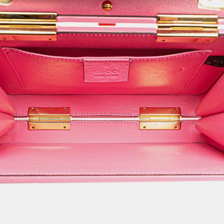 Pre Owned Gucci Pink Mini Acrylic Sylvie 1969 Top Handle Bag