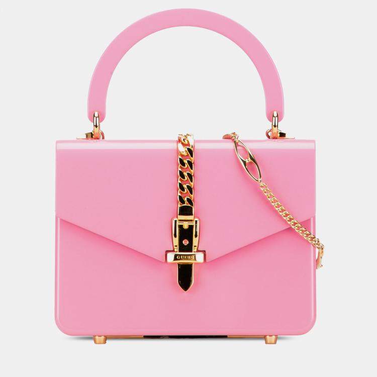 Pre Owned Gucci Pink Mini Acrylic Sylvie 1969 Top Handle Bag