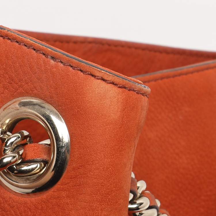 Pre Owned Gucci Orange Nubuck Leather Medium Soho Tote