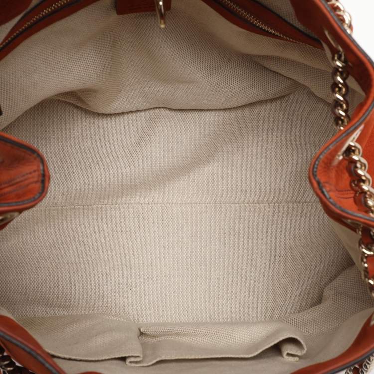 Pre Owned Gucci Orange Nubuck Leather Medium Soho Tote