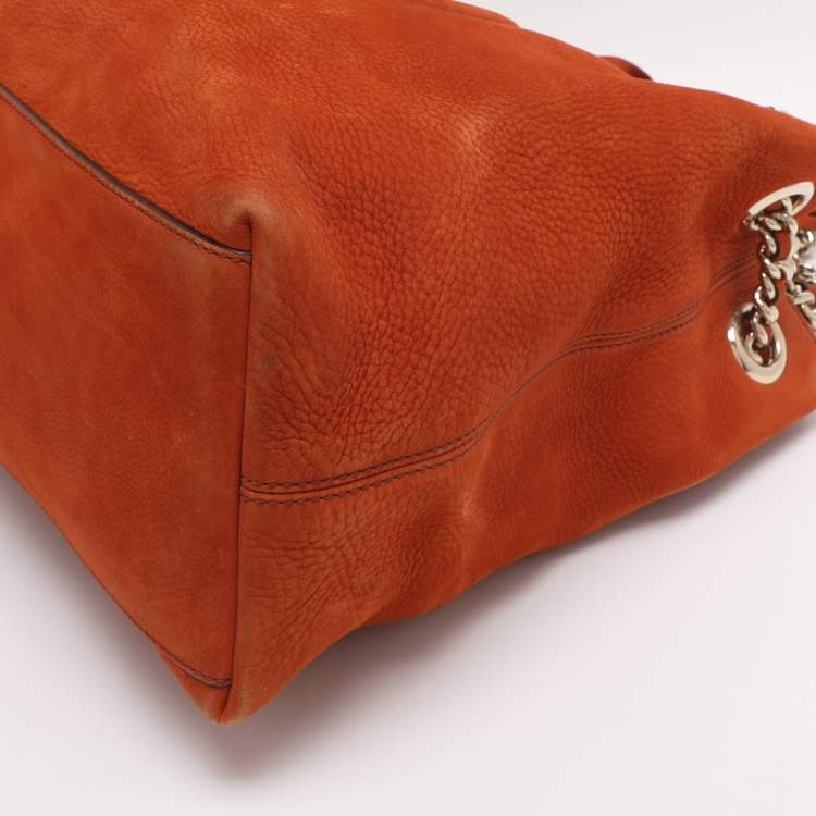 Pre Owned Gucci Orange Nubuck Leather Medium Soho Tote