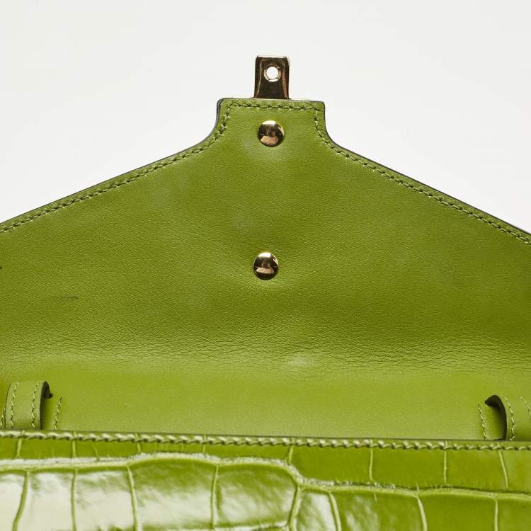 مملوكة مسبقًا Gucci Olive Alligator Mini Web Sylvie Top Handle Bag