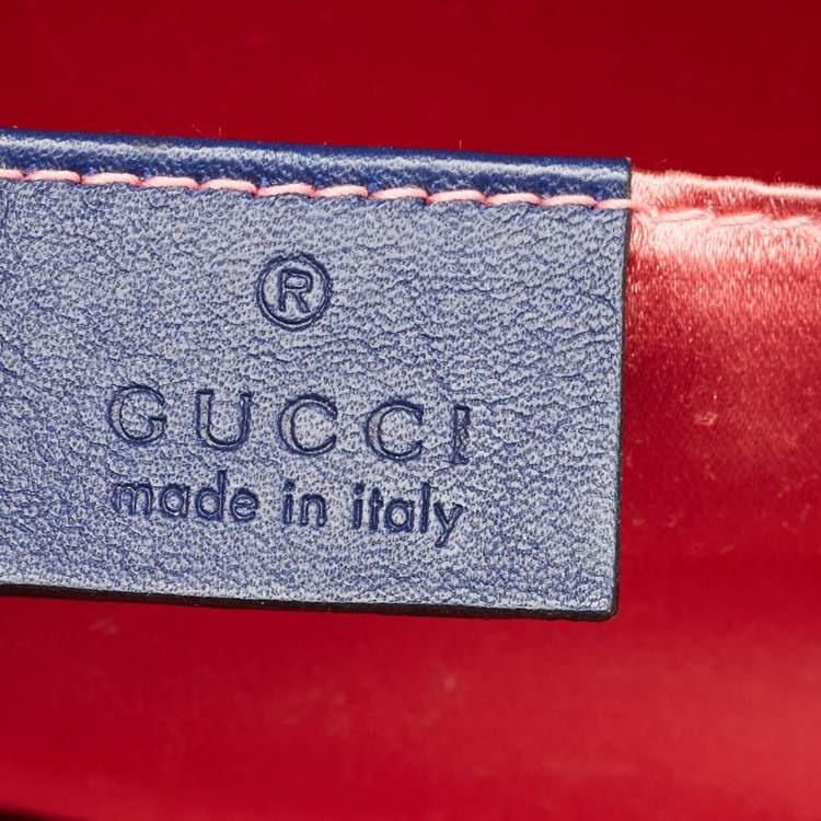 Pre Owned Gucci Blue Matelassé Velvet Small GG Marmont Camera Bag
