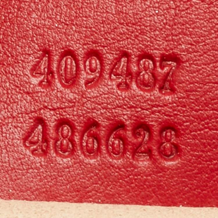 Pre Owned Gucci Red/Beige GG Supreme Canvas and Leather Small Padlock Shoulder Bag