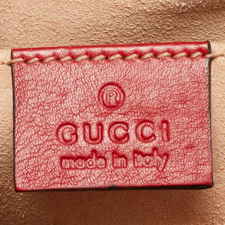 Pre Owned Gucci Red/Beige GG Supreme Canvas and Leather Small Padlock Shoulder Bag