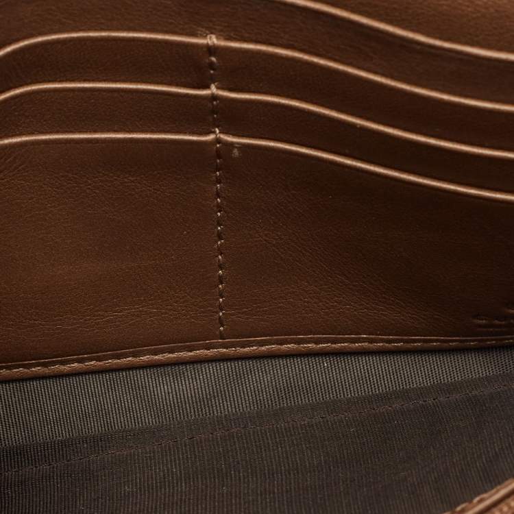 Pre Owned Gucci Brown Microguccissima Leather Nice Flap Continental Wallet