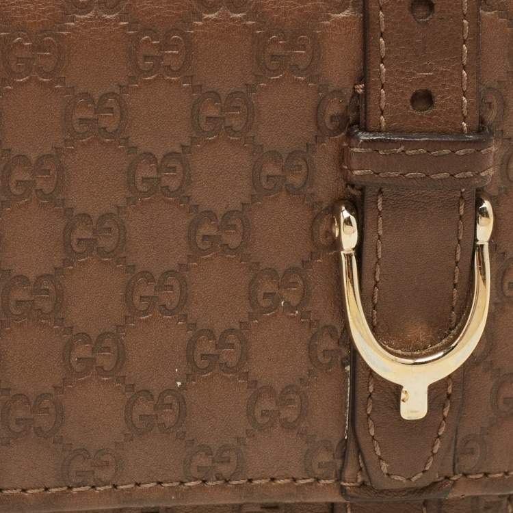 Pre Owned Gucci Brown Microguccissima Leather Nice Flap Continental Wallet