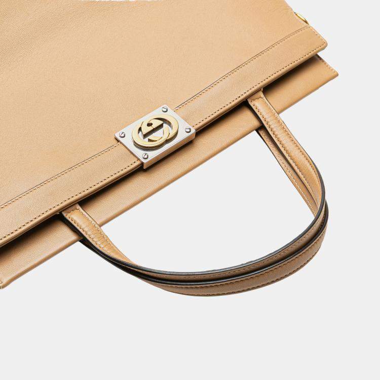 Pre Owned Gucci Brown Small Leather Linea Matisse Satchel