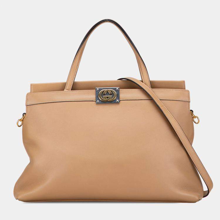 Pre Owned Gucci Brown Small Leather Linea Matisse Satchel