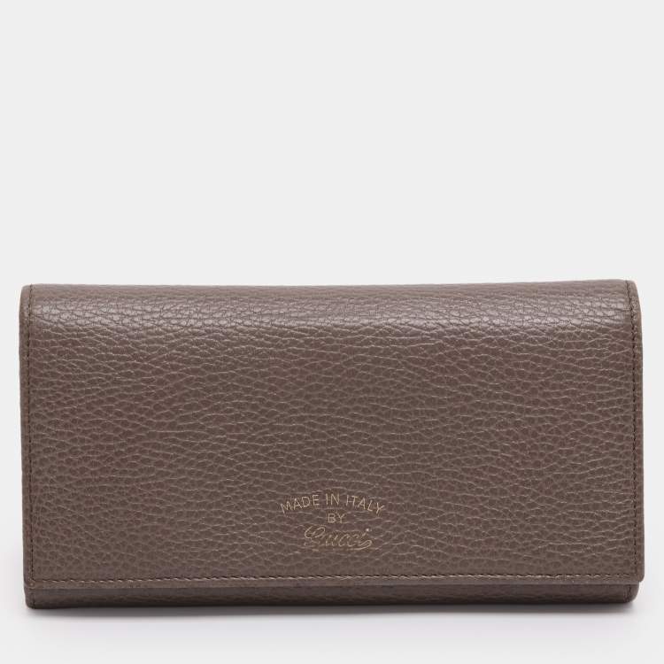 Pre Owned Gucci Taupe Leather Swing Continental Wallet
