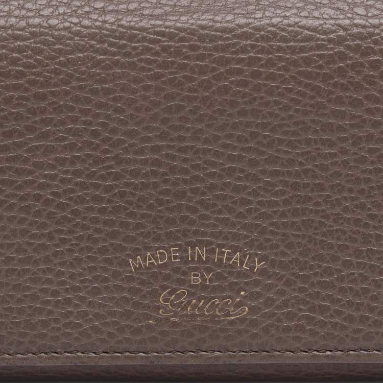 Pre Owned Gucci Taupe Leather Swing Continental Wallet