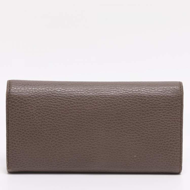 Pre Owned Gucci Taupe Leather Swing Continental Wallet
