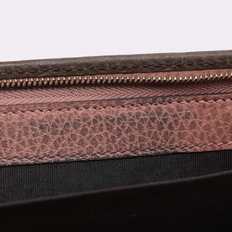 Pre Owned Gucci Taupe Leather Swing Continental Wallet