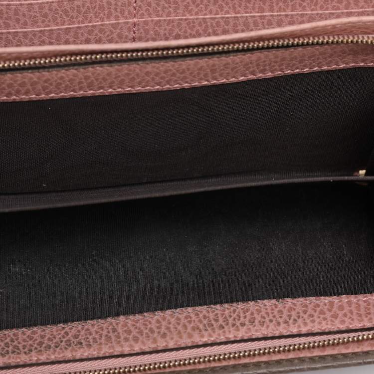 Pre Owned Gucci Taupe Leather Swing Continental Wallet