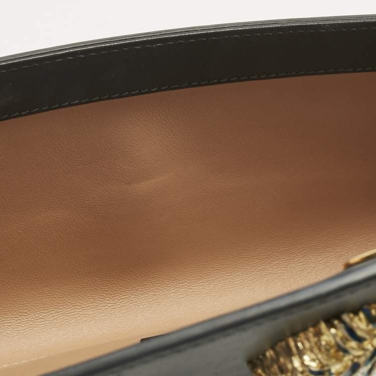 Pre Owned Gucci Black Leather Raja Broadway Clutch