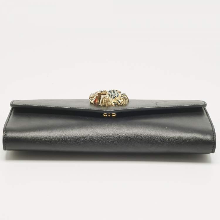 Pre Owned Gucci Black Leather Raja Broadway Clutch