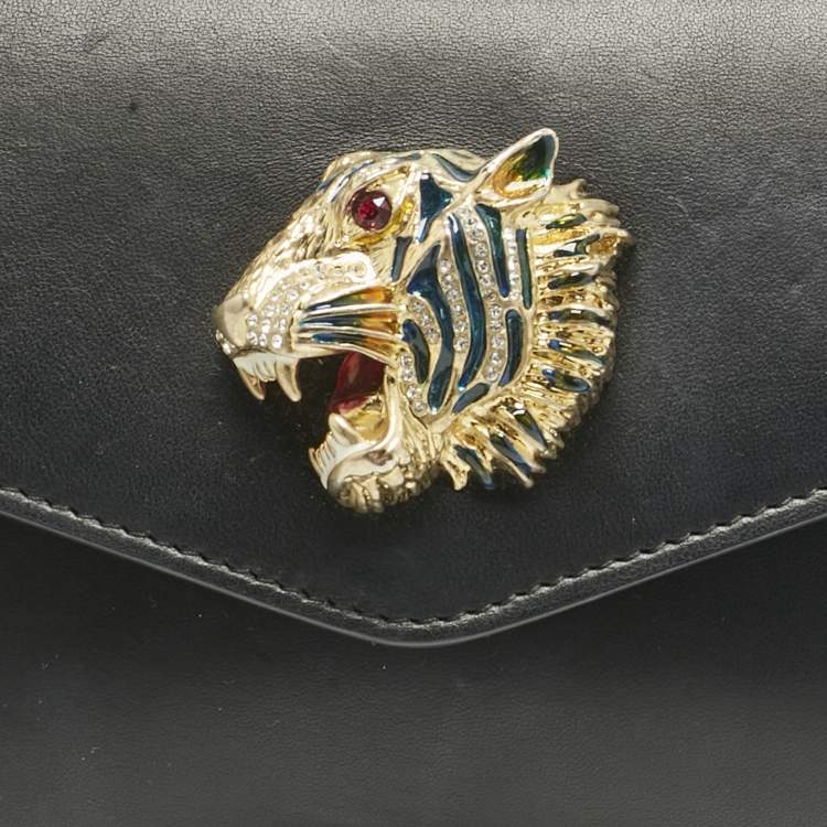 Pre Owned Gucci Black Leather Raja Broadway Clutch