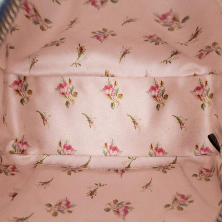 Pre Owned Gucci Blue Small GG Marmont Embroidered Matelasse Denim Crossbody