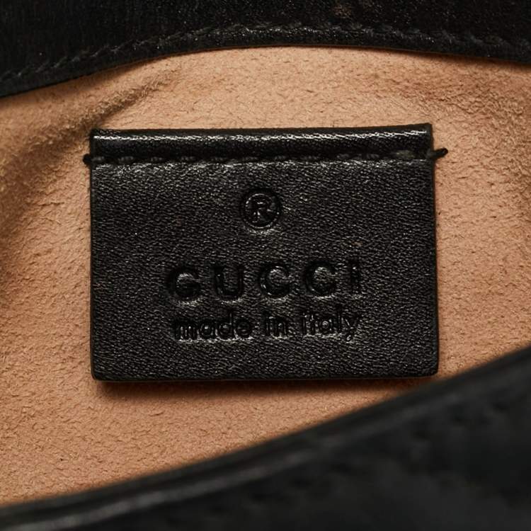 Pre Owned Gucci Black Matelassé Leather Super Mini GG Marmont Crossbody Bag