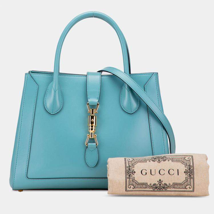 Pre Owned Gucci Blue Medium Calfskin Jackie 1961 Tote