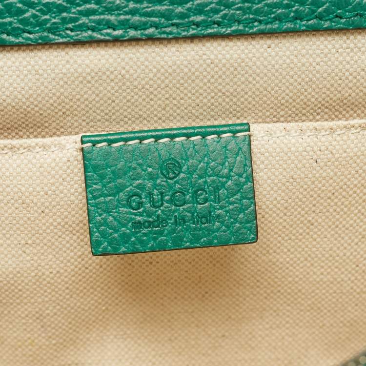 Pre Owned Gucci Green Leather Medium Dionysus Bamboo Top Handle Bag