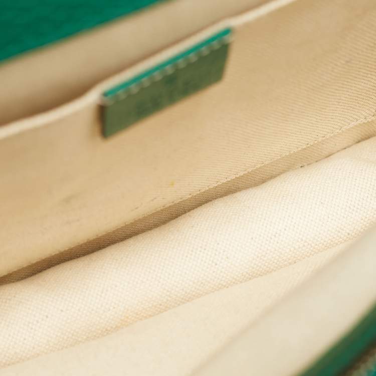 Pre Owned Gucci Green Leather Medium Dionysus Bamboo Top Handle Bag