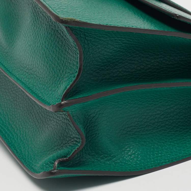 Pre Owned Gucci Green Leather Medium Dionysus Bamboo Top Handle Bag