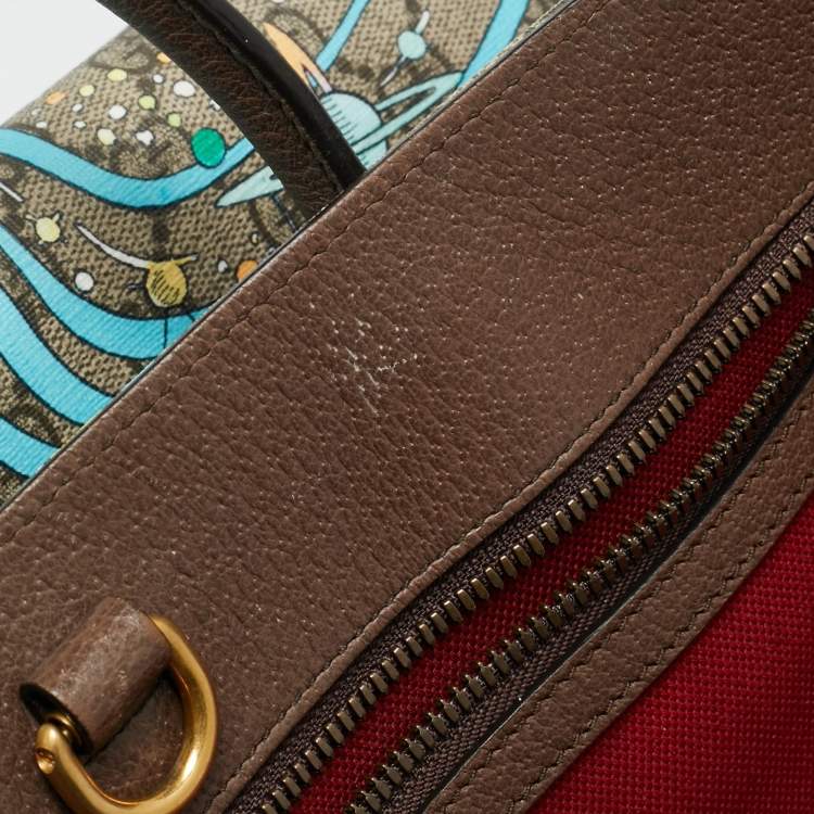 Pre Owned Gucci x Disney Multicolor Donald Duck GG Supreme Canvas and Leather Interlocking G Shopping Tote