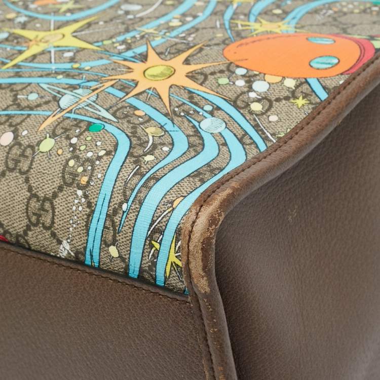 Pre Owned Gucci x Disney Multicolor Donald Duck GG Supreme Canvas and Leather Interlocking G Shopping Tote