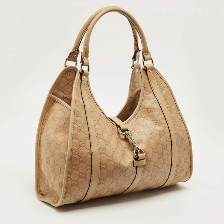 Pre Owned Gucci Beige Guccissima Leather Bardot Joy Tote