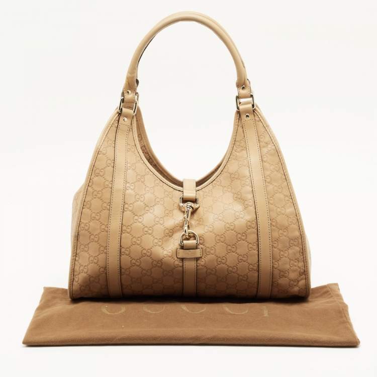 Pre Owned Gucci Beige Guccissima Leather Bardot Joy Tote