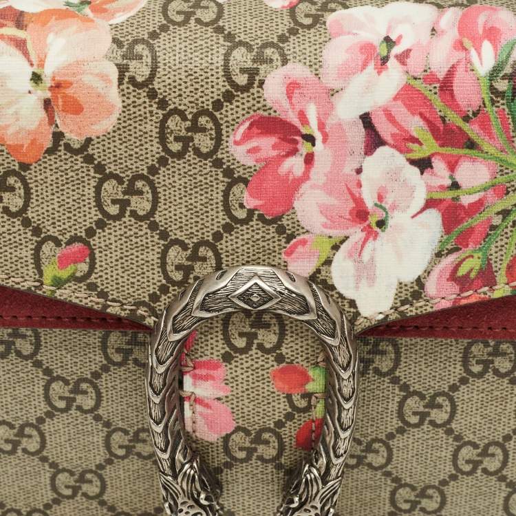 Pre Owned Gucci Old Rose/Beige GG Supreme Canvas Mini Blooms Dionysus Shoulder Bag