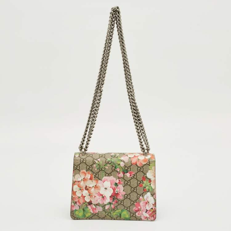Pre Owned Gucci Old Rose/Beige GG Supreme Canvas Mini Blooms Dionysus Shoulder Bag